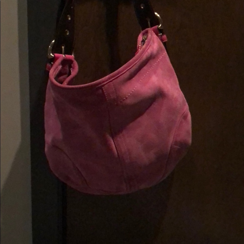 Pink suede coach purse